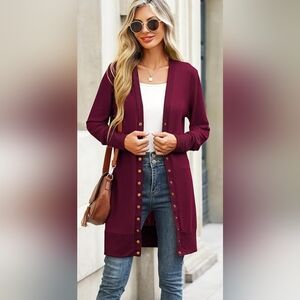Zenana Outfitters Maroon Knit Cardigan